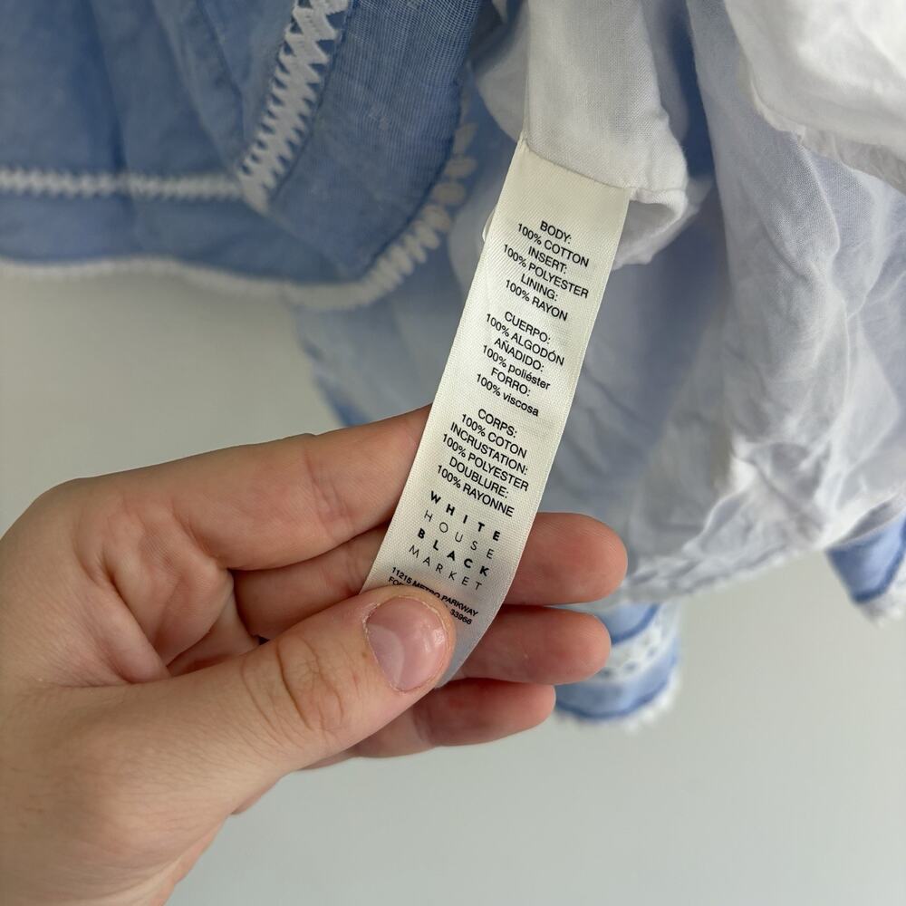 White House Black Market Women’s Chambray Skirt With White Trim 6 H 7001 10 - Picture 2 of 4